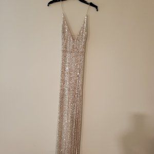 Stunning silver sequin long dress
